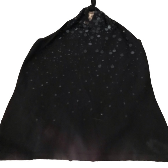 Ann Taylor Loft  size XL black knit halter with sequin front ties at neck - Picture 5 of 14